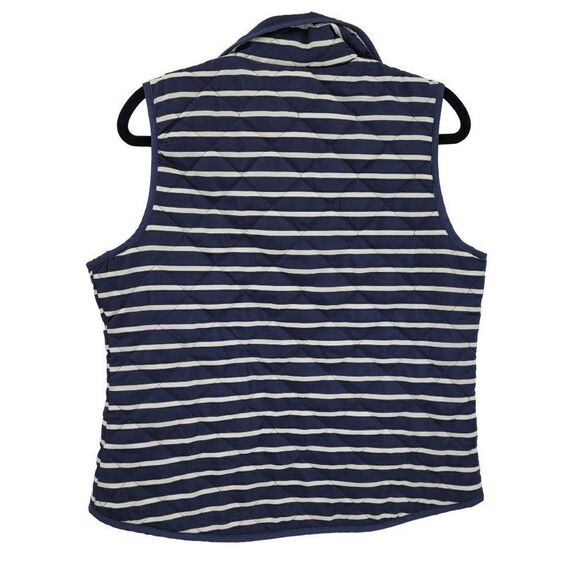 Casual Identity Quilted Vest Petite M Blue White Nautical Striped Zip Up Preppy - Picture 3 of 15